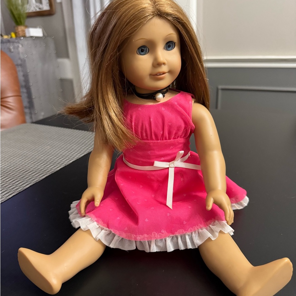American Girl Doll  Emily (retired) Pink and White Dress